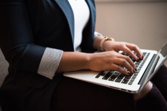 person using macbook air